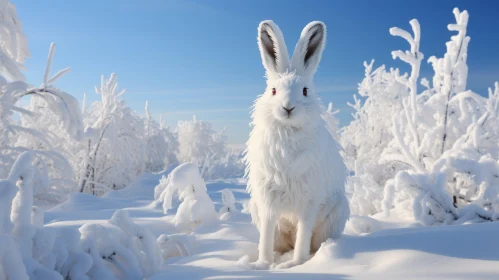 White Rabbit in Snowy Forest: A Symbolic Ode to Nature