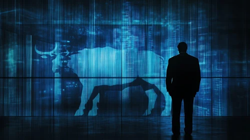 Digital Bull Screen with Human Silhouette