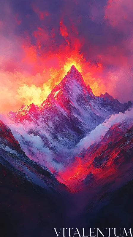 Dramatic Mountain Landscape at Sunset AI Image