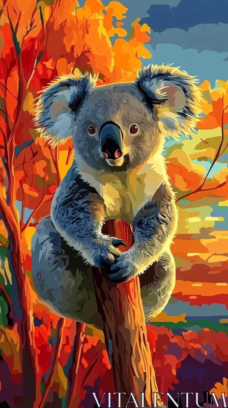 AI ART Koala in Vibrant Autumn