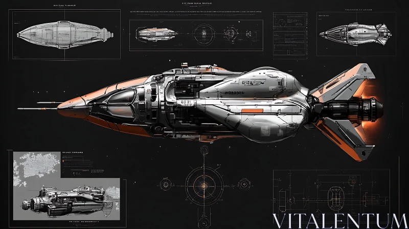 Spaceship Engineering Design Sheet AI Image