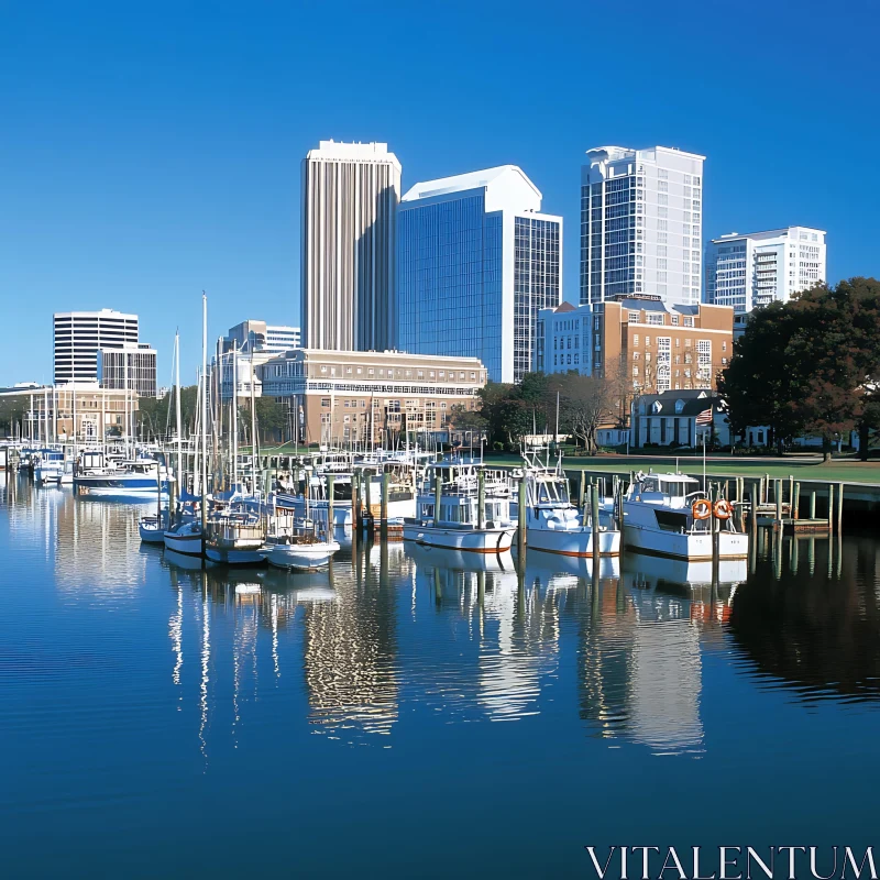 Marina Reflections in the City AI Image