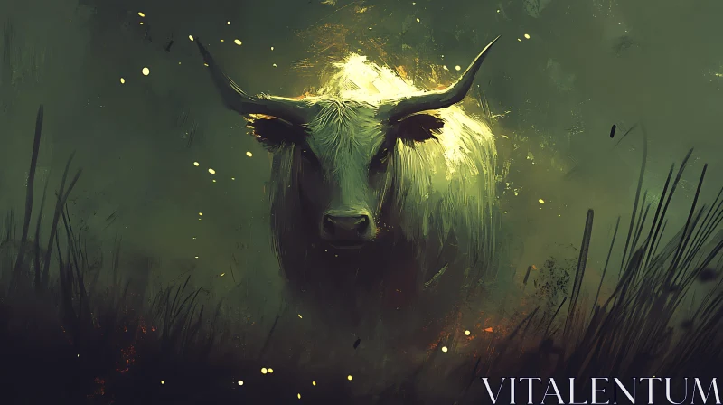 Enigmatic Bull with Radiant Glow AI Image