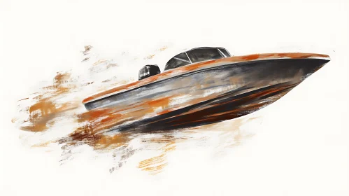 Speedboat Art With Bold Brushstrokes