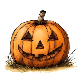 Festive Jack-o'-Lantern Illustration