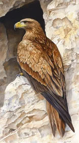 Eagle Illustration on Rocky Terrain