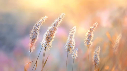 Soft Light on Grass Stalks during Sunset