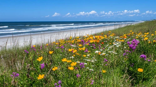 Stunning Seaside View with Colorful Flowers