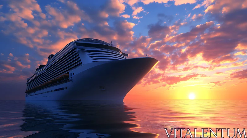 Luxury Cruise Ship Sailing at Dusk AI Image