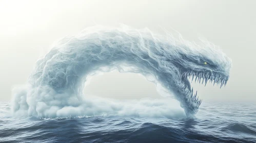 Ethereal Sea Serpent Rising from the Water