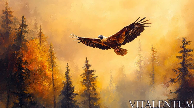 AI ART Majestic Bird in a Sunlit Forest