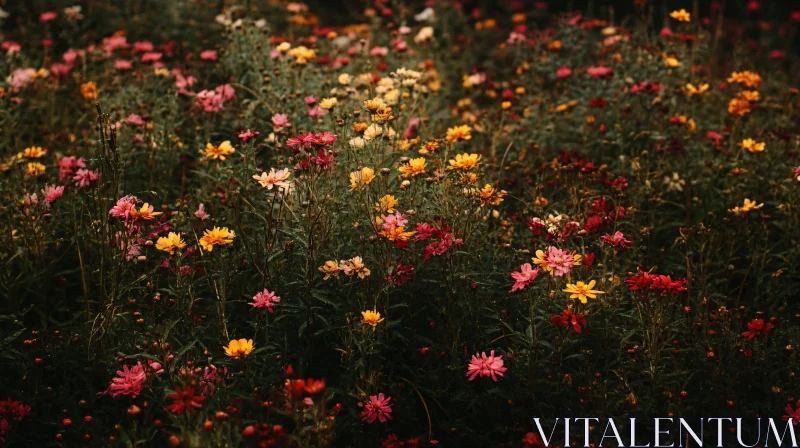 Diverse Wildflowers in a Tranquil Field AI Image