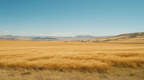 Expansive Wheat Field with Rolling Hills