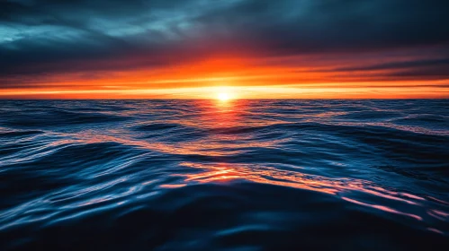 Vivid Sunset Over Serene Ocean Waters