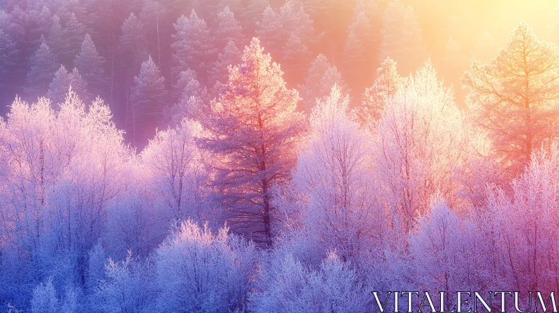 AI ART Frosty Trees in Morning Light