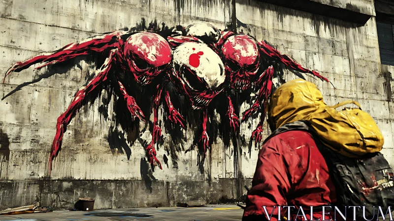 Street Art Insect Observed by Hazmat Suit Individual AI Image