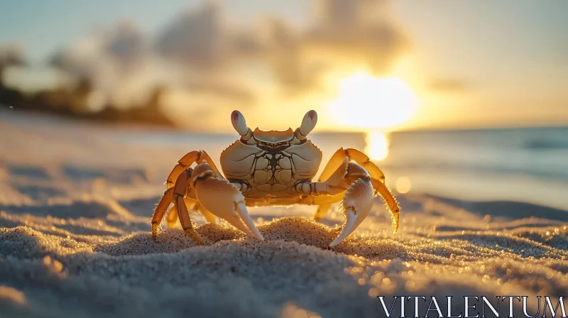 AI ART Beach Crab at Sunset