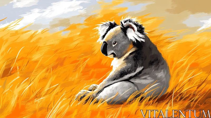 AI ART Koala in Vibrant Grassland