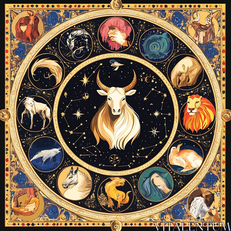 Zodiac Animal Artwork with Constellations AI Image