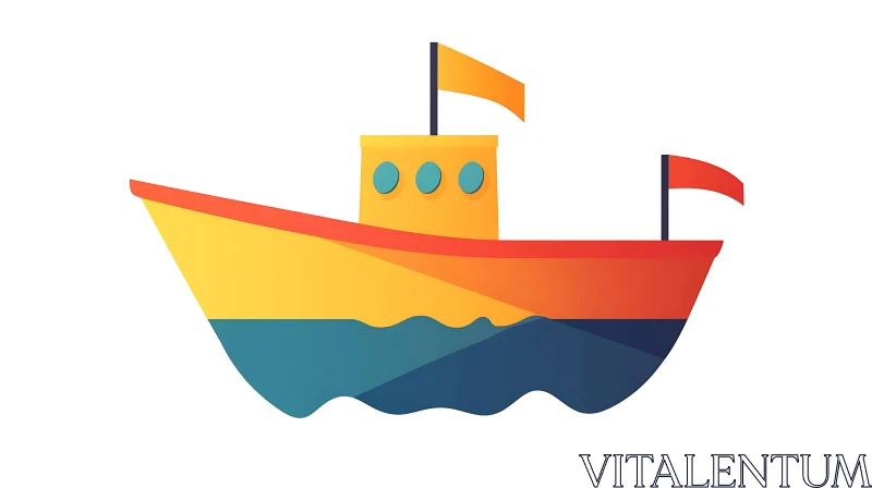 Vibrant Boat Illustration with Varied Colors AI Image