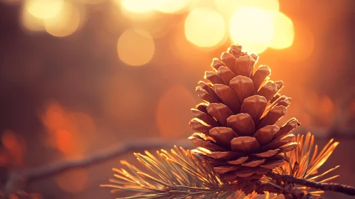 Pine Cone in Golden Hour Light