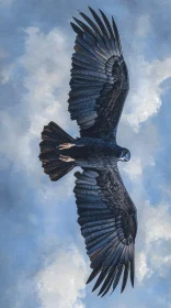 Eagle in Flight Against a Blue Sky with Clouds