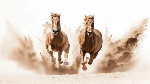 Energetic Brown Horses Galloping: Award-Winning Photography