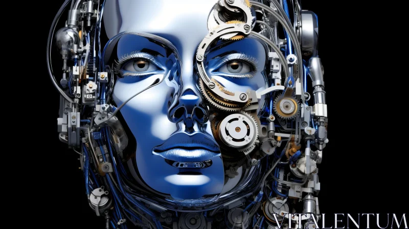 Intricate Steampunk-Inspired Robotic Portrait AI Image