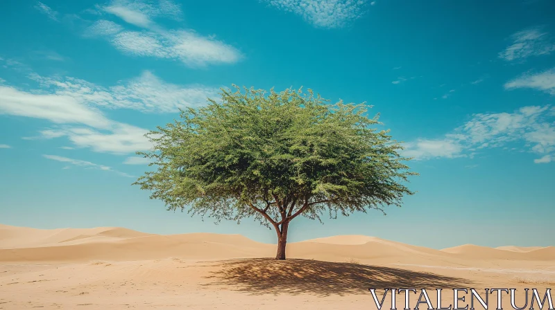 AI ART Lone Tree in the Desert