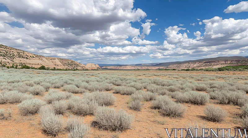 AI ART Serene Desert Landscape with Hills