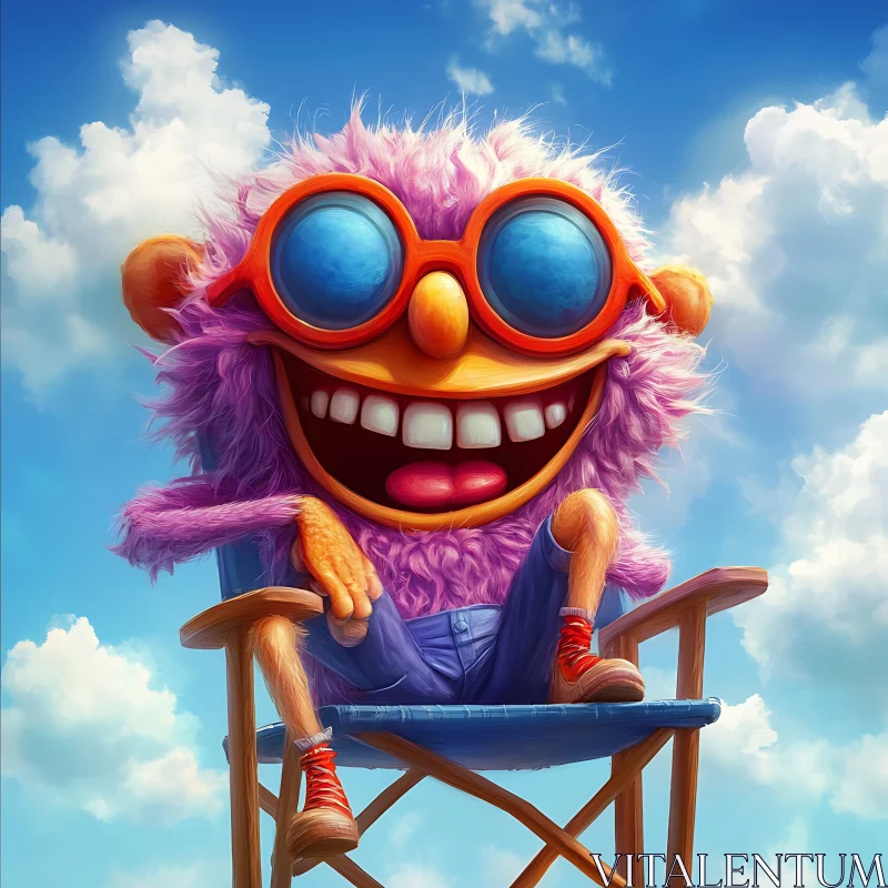 AI ART Playful Cartoon with Purple Fur and Blue Goggles