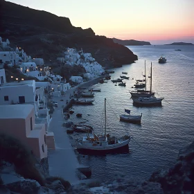 Picturesque Sunset Harbor with Hillside Architecture