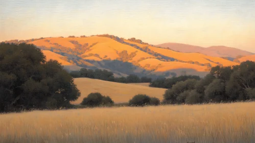 Golden Hour Over Rolling Hills