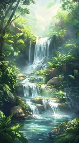 Tranquil Forest Waterfall Scene