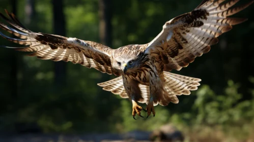 Majestic Brown Bird in Flight - Captured in Naturalistic Light