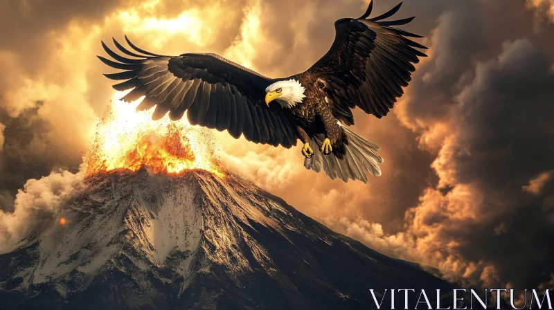 AI ART Eagle Amidst Volcanic Eruption