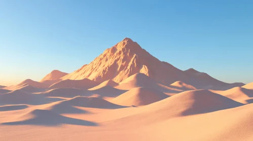 Desert Dunes and Mountain at Golden Hour