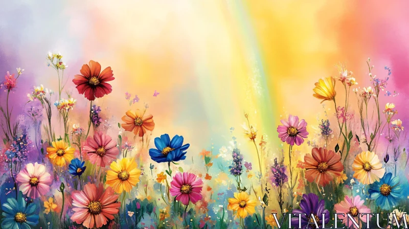 AI ART Vibrant Garden with Various Blooming Flowers