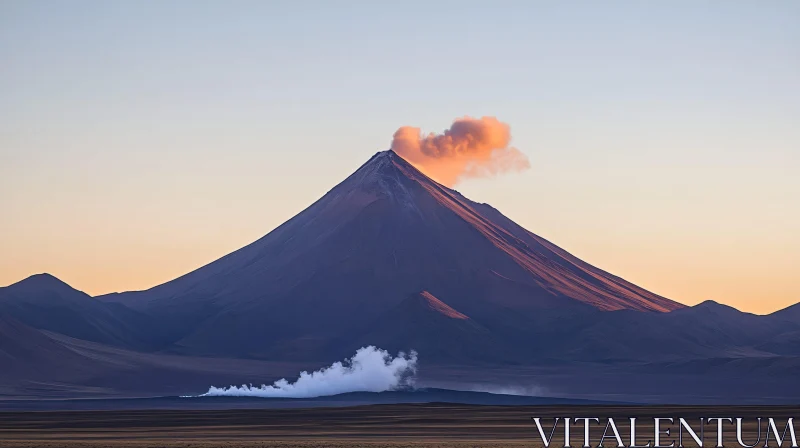 Breathtaking Sunset over a Volcanic Mountain AI Image