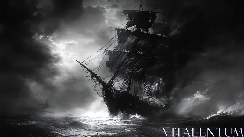 Haunted Vessel in a Storm AI Image