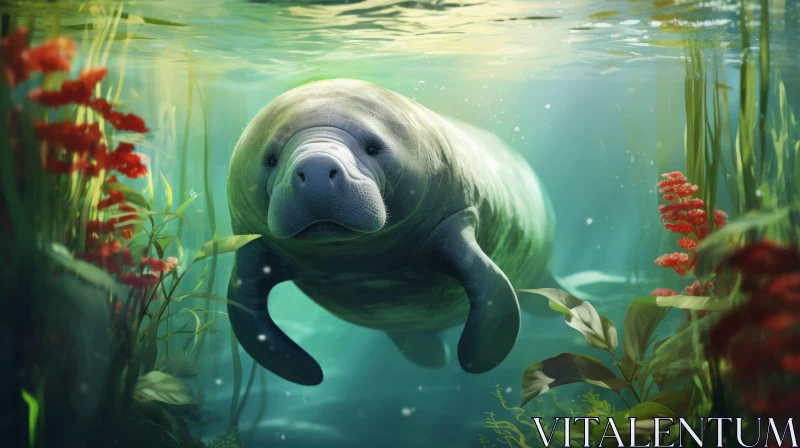 Manx Swimming in Water - A Realistic Animal Portrait AI Image