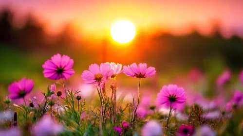 Pink Blossoms in Golden Hour