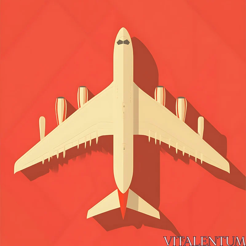 Aerial View of Modern Airplane in Minimalist Style AI Image