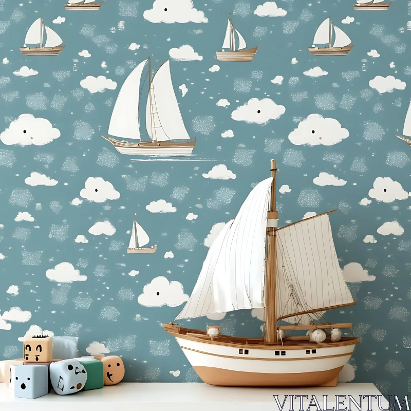 Charming Nautical Playroom Decor for Kids AI Image