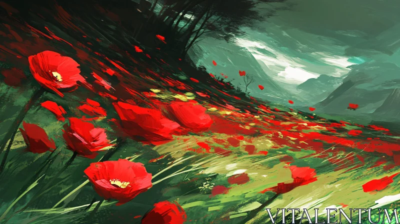 AI ART Poppies in Bloom Art