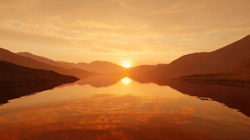 Serene Mountain Sunset Reflection