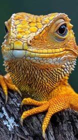 Detailed Close-Up of a Yellow Lizard