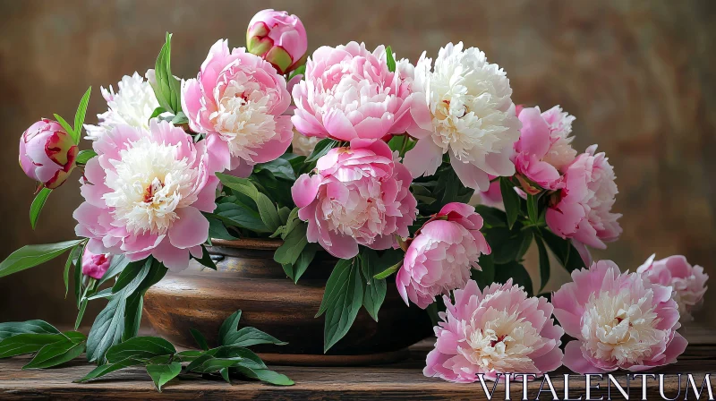 Beautiful Peony Flower Arrangement AI Image