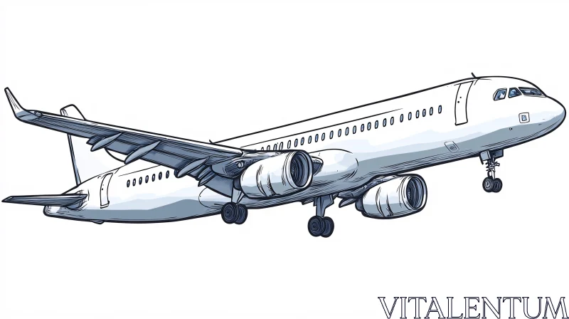 AI ART Commercial Aircraft Drawing