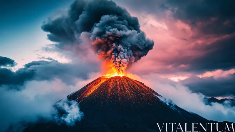 AI ART Volcano Eruption with Lava and Smoke